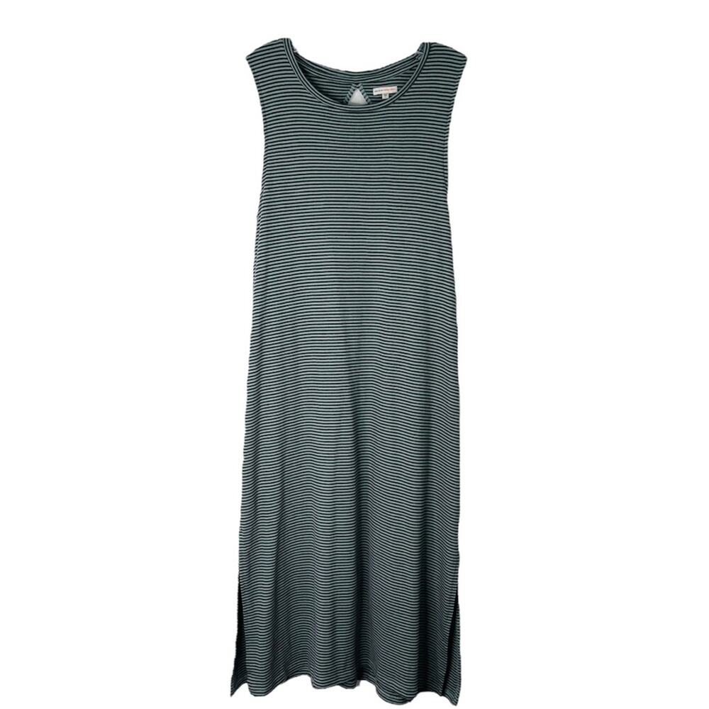 NWT Known Supply green black striped ribbed cutout maxi dress large